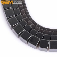 Black Jet Hematite Gemstone Square Cube Jewelry Making beads 15" No Magentic