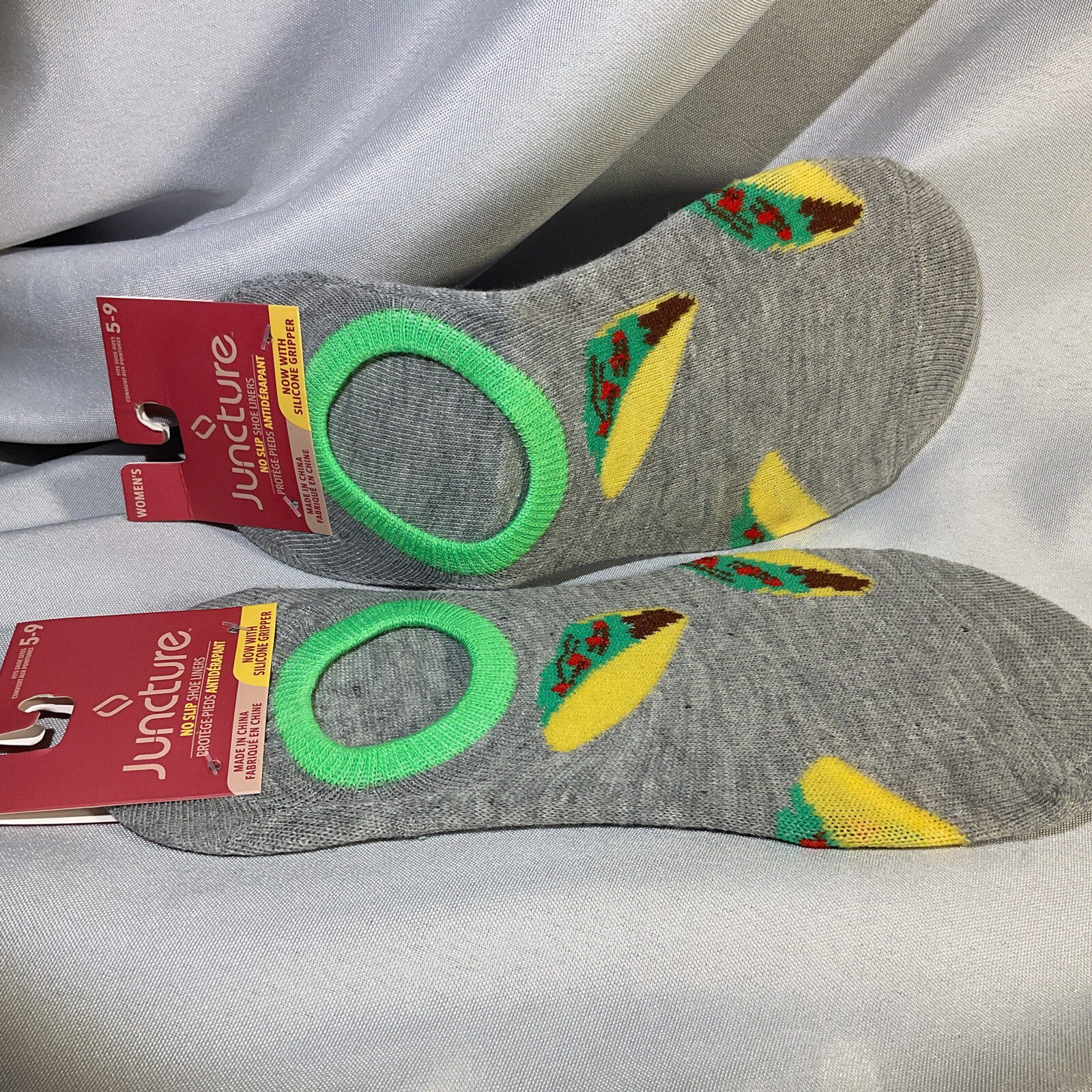 New Juncture Women's Socks No Slip Silicone Gripper Shoe Size 59 Tacos 2 Pks. eBay