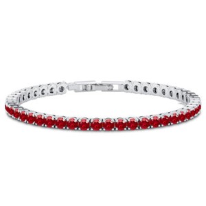 Authentic 14k White Gold Plated 4MM Round Cut CZ Tennis Chain Bracelet 7.5 Inch All Colors