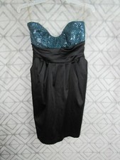Ruby Rox Strapless Dress Size 11 Juniors Black Blue Sequins Back Zipper Party