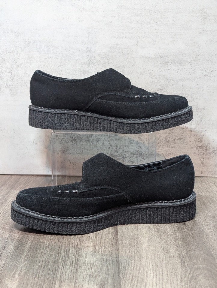 Unisex TUK Suede Pointed Buckle Creepers Shoes Black Goth Punk US Men 7