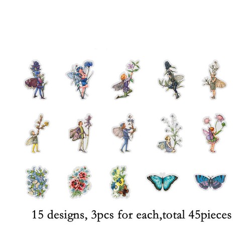 Vintage Flower Fairy Child PET Stickers Journals Planner Scrapbook Paper Crafts - Imagen 13 de 16