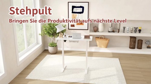 Höhenverstellbarer Schreibtisch Elektrisch 120 x 60 cm Computertisch, Weiß - Video 1 von 1