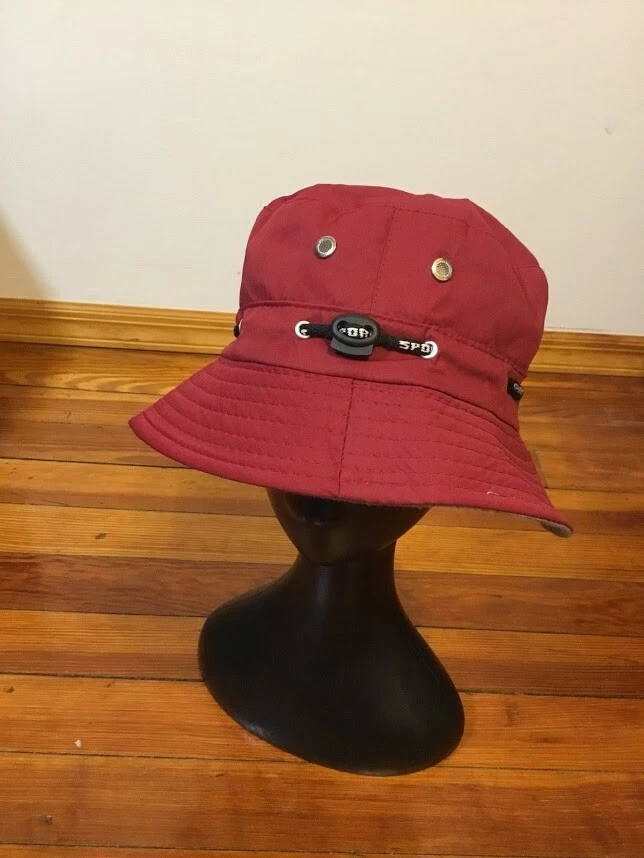 Bucket Hat Panama Summer Sun Protection Outdoor Cap Dark Red