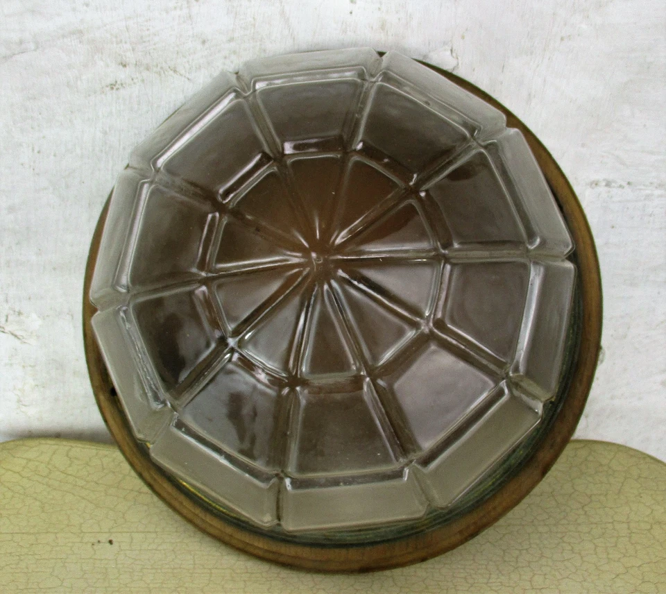 Lámpara de techo grande Art Nouveau Bauhaus Plafonniere montaje empotrado latón Foto 4 de 4