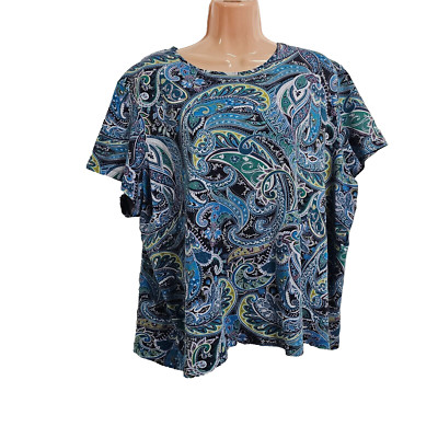 Croft & Barrow Paisley Top Blouse Women Size 3X Blue