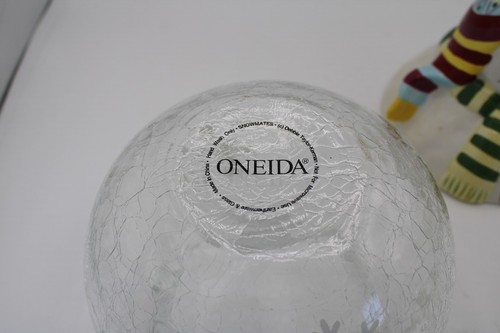 Oneida Snowmates Glass Bottom Cookie Jar Debbie Taylor Kerman Hand Painted Top - Picture 5 of 6