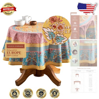 Machine Washable 69'' Round Table Cover for Stylish Dining - Marquise Collection