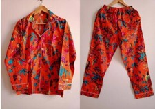 Indian 100 Cotton Bird Print PJ Set Bridesmaid Pajama Set Women Nightwear Suit