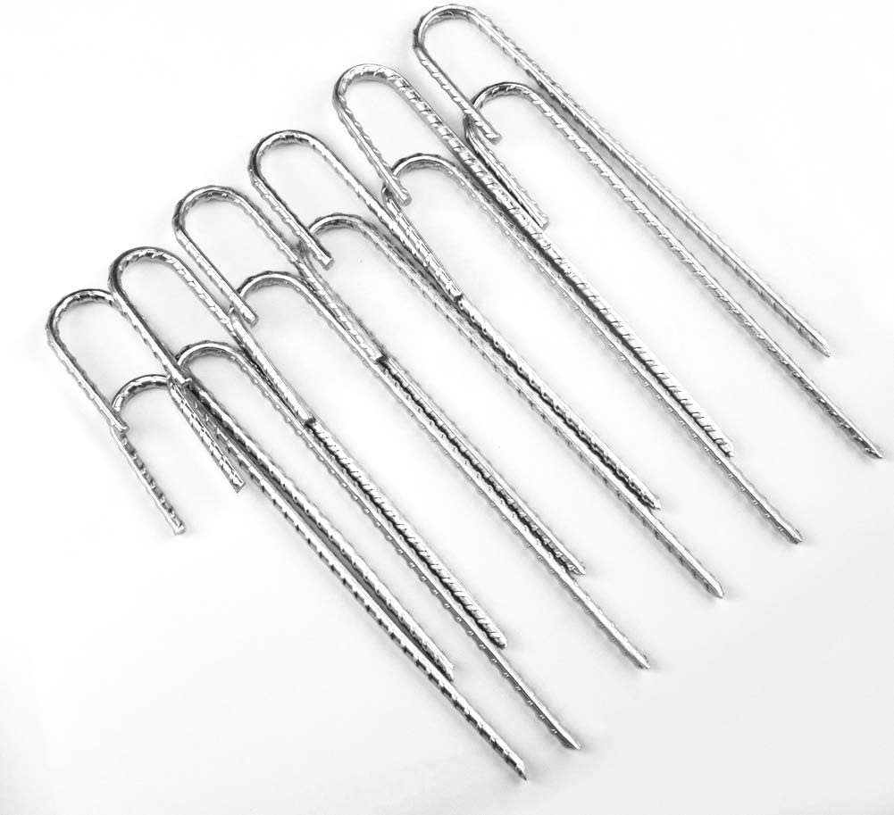 Rebar Stakes Ground Anchors Heavy Duty Garden Pins 12" J Hook Pegs