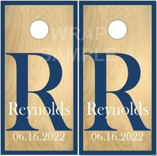 Family Name Birch Wood Cornhole Wrap Bag Toss Skin Decal Sticker