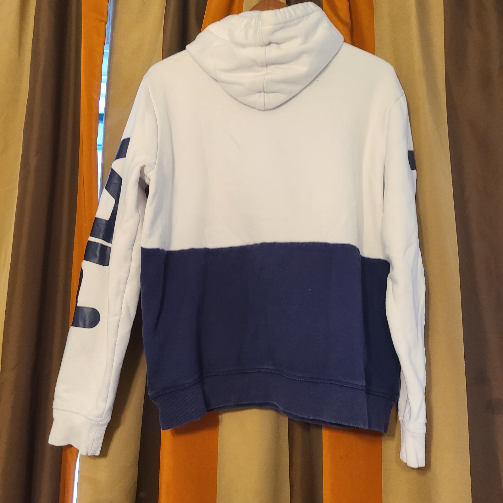 Felpa con cappuccio FILA vintage 1980 uomo XL retrò blu rosso bianco colorblock