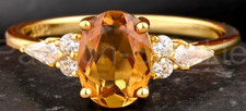 1ct Oval Cut Natural Citrine  Diamond Accents Engage Ring 14K SOLID Yellow Gold