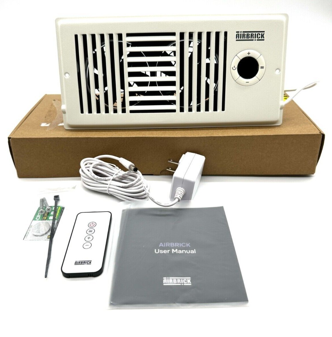 Airbrick Smart 4" x 10" AC Vent Register Booster Fan /w Remote and Thermostat Airbrick Smart 4" x 10" AC Vent Register Booster Fan /w Remote and Thermostat