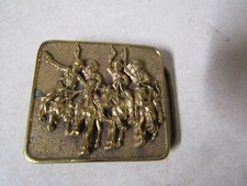 BELT BUCKLE 4 COWBOYS ON A HORSE SOLID BRASS 1979 BARON 6173