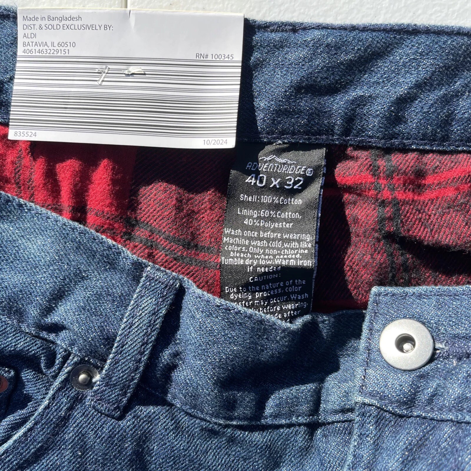 Adventuridge Flannel Lined Blue Comfortable Warm Jeans Men's Sz 40W X 32L (EUC) image 3