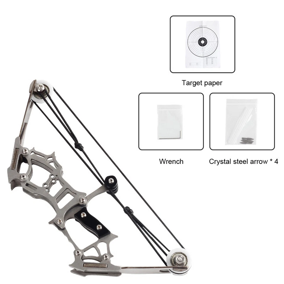 Mini arco compuesto de 6" kit de flechas de 4 piezas tiro con arco juguete de regalo Foto 2 de 4