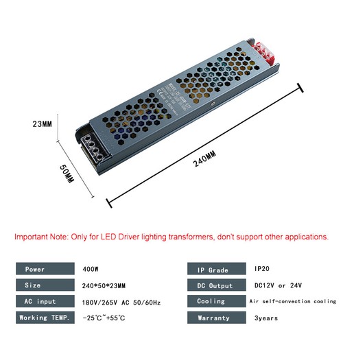 LED Controlador de Alimentación Transformador Iluminación 60W 200W 100W Dc 12V - Imagen 17 de 17