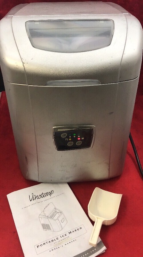 VINOTEMP Portable Ice Maker VT-ICEMP25 Silver w/Instructions ZB-10 See Listing-image