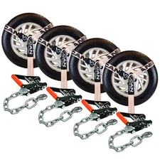 Lasso Car Tie Down - Chain Anchor - 2"x96" 4 Pack - Silver Series - 3300 lbs SWL