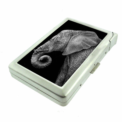 Elephant Art D21 Cigarette Case with Built in Lighter Metal Wallet
