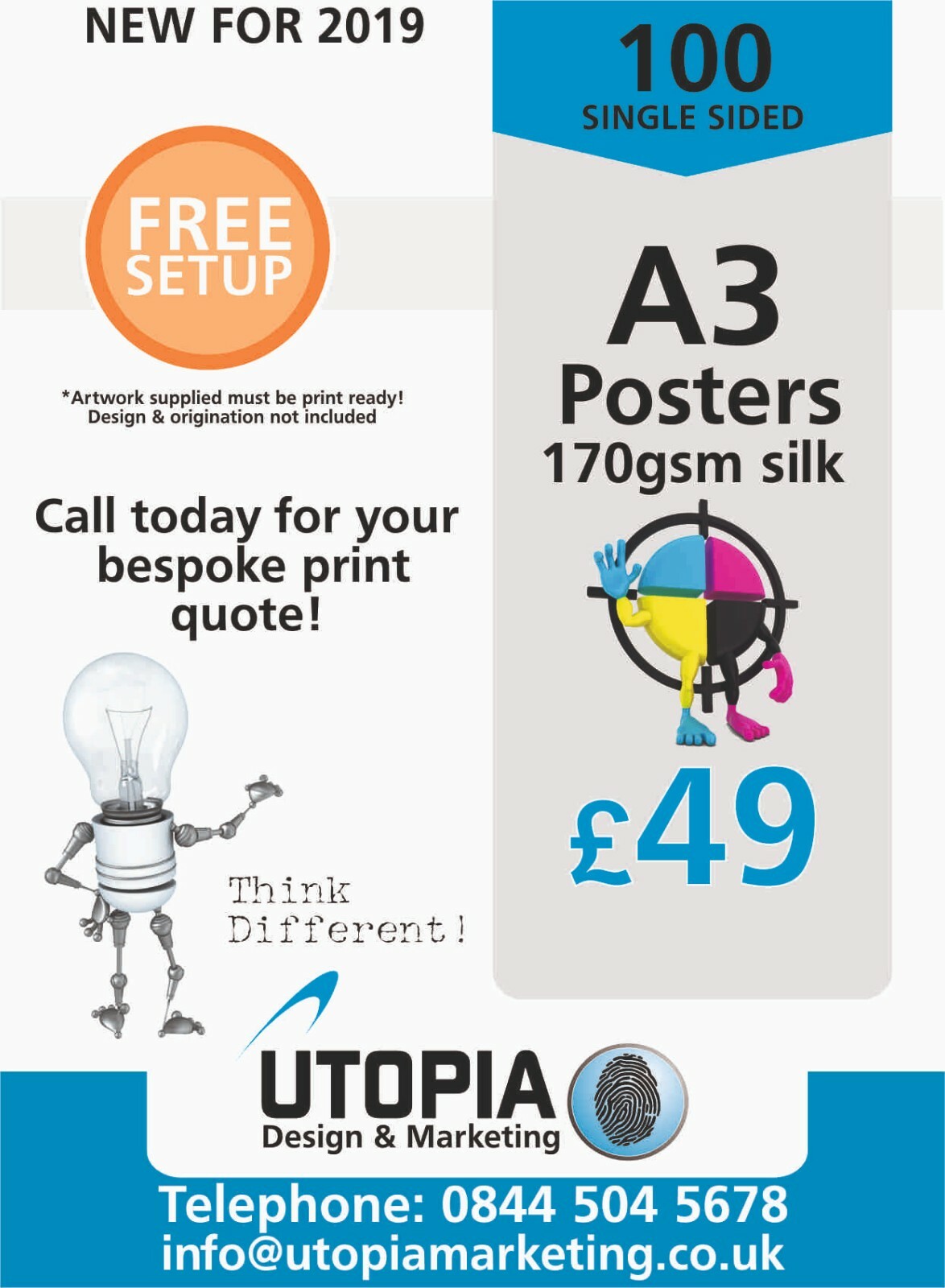 100 No. A3 Full Colour 170gm Silk Posters Single Sided eBay