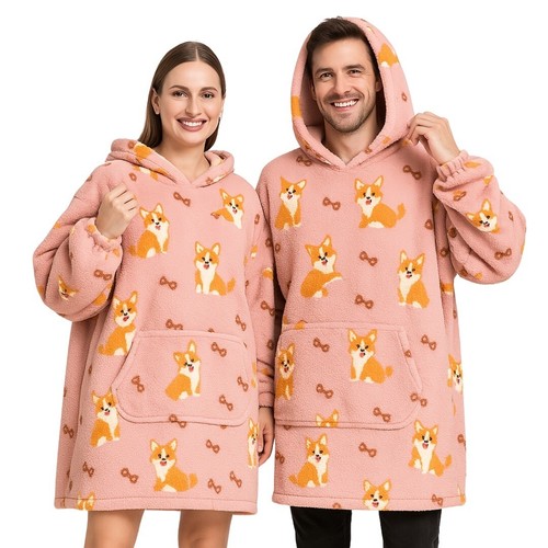 Sehr weicher Bademantel Oversize Kapuzenpullover Decke Sweatshirt 100 cm - Bild 13 von 28