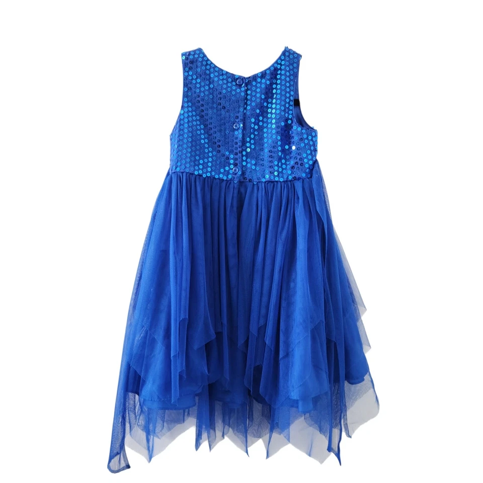 Vestido extravagante de lantejoulas azuis Bloome Girls tamanho 8 vestido de Natal sem mangas - Imagem 2 de 4
