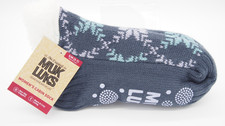 MUK LUKS Women's Shortie Cabin Sock Blue Cozy Non-Slip S/M 5-7 Pair New