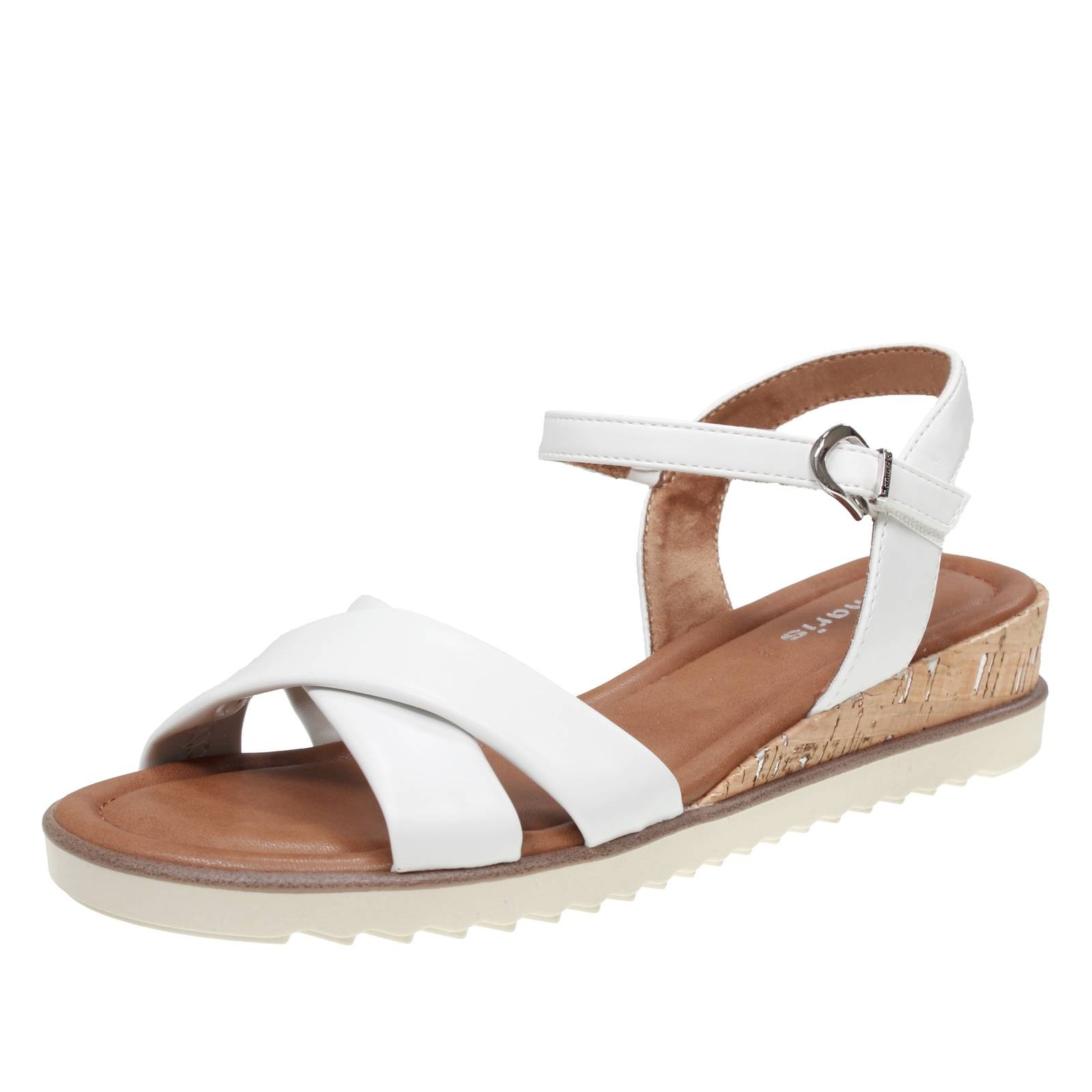 Tamaris Sandalen Zon Keilabsatz und Riemchen wei - Gre 41 258 cm Schuhe 12690₽