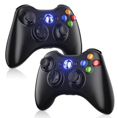 Gamrombo 2 Pack Replacement for Xbox 360 Controller, Wireless Black+Black