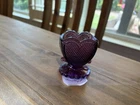 Degenhart Glass  Heart Sweetheart Toothpick Holder Amythiest Vintage