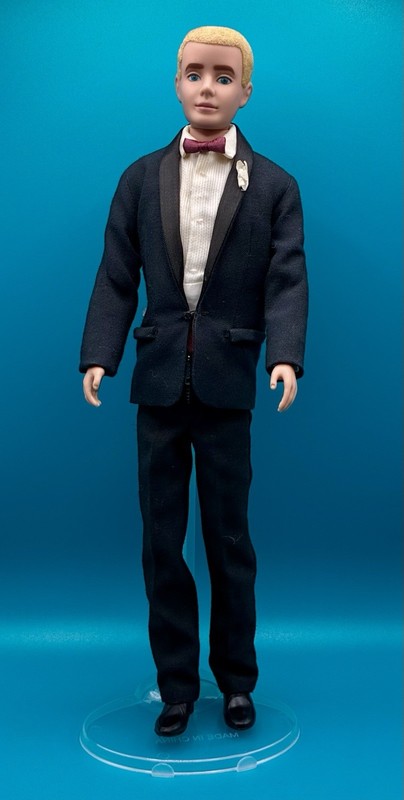 Vintage Mattel 1960’s Blonde Flocked Hair Ken Doll With Black Tuxedo #787