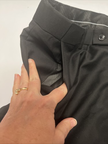 NEW Men’s Trousers Black Dress Tuxedo Pants Straight Leg Slacks Size X-Large - Picture 4 of 15