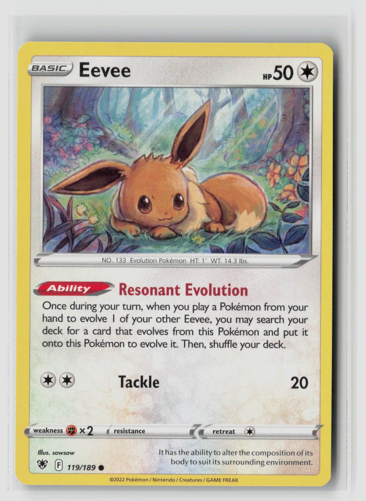 Eevee #119/189 Swsh10 Astral Radiance Common Non Holo Pokemon TCG NM