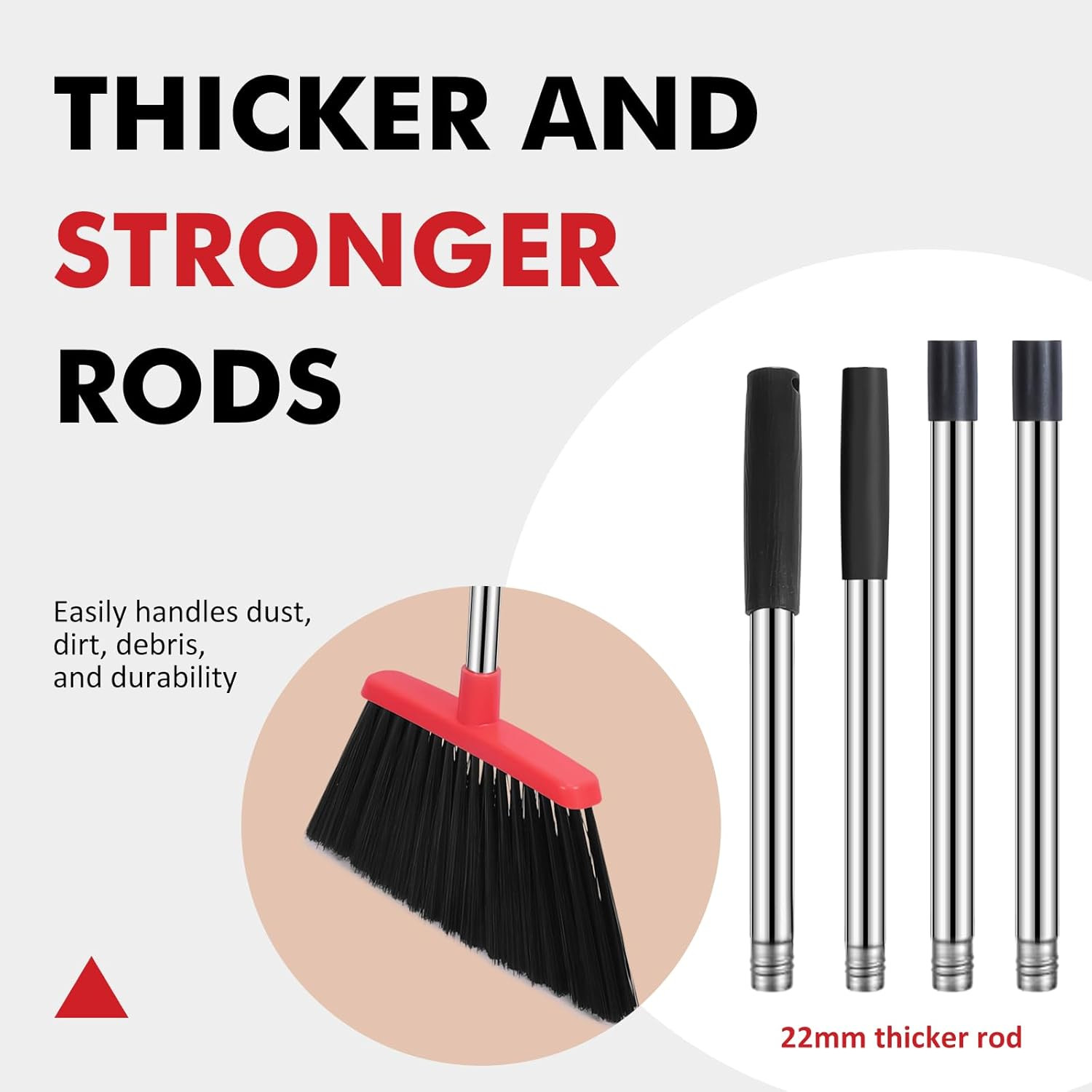 Heavy Duty Broom, 55 Inch Long Handle Outdoor Large Angle Brooms, Commercial Bro