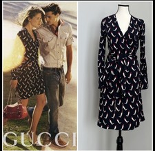 Vintage Gucci S/S 2005 Campaign Wrap 100 % Silk Dress Size IT 40