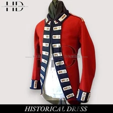New British Army Revolutionary War Regimental Men’s Red Wool Frock Coat