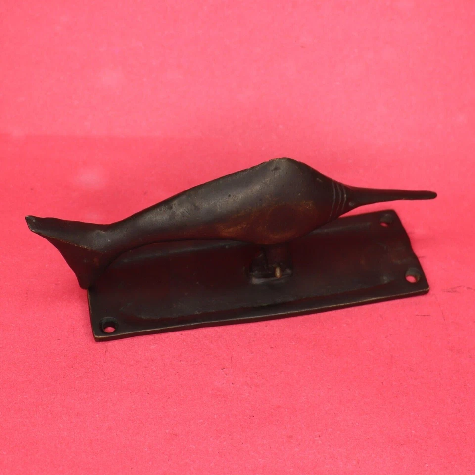 Llamador de puerta con forma de pez estilo antiguo victoriano hecho a mano de latón decoración de oficina en casa Foto 4 de 4