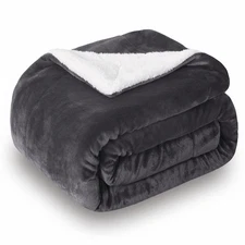 Sherpa Fleece Throw Blanket, Reversible Super Soft Luxurious Plush Blanket Th...