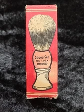 VINTAGE STRONG SET SHAVING BRUSH MINT IN BOX MADE IN USA
