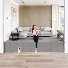 24" Tall X 120" Extra Wide Retractable Baby Gates, Short Dog Gates to Step Ov...