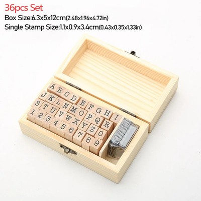 Selbselfärbende Zahlen Buchstaben Stempel Set Dekoration Holz Kreativ