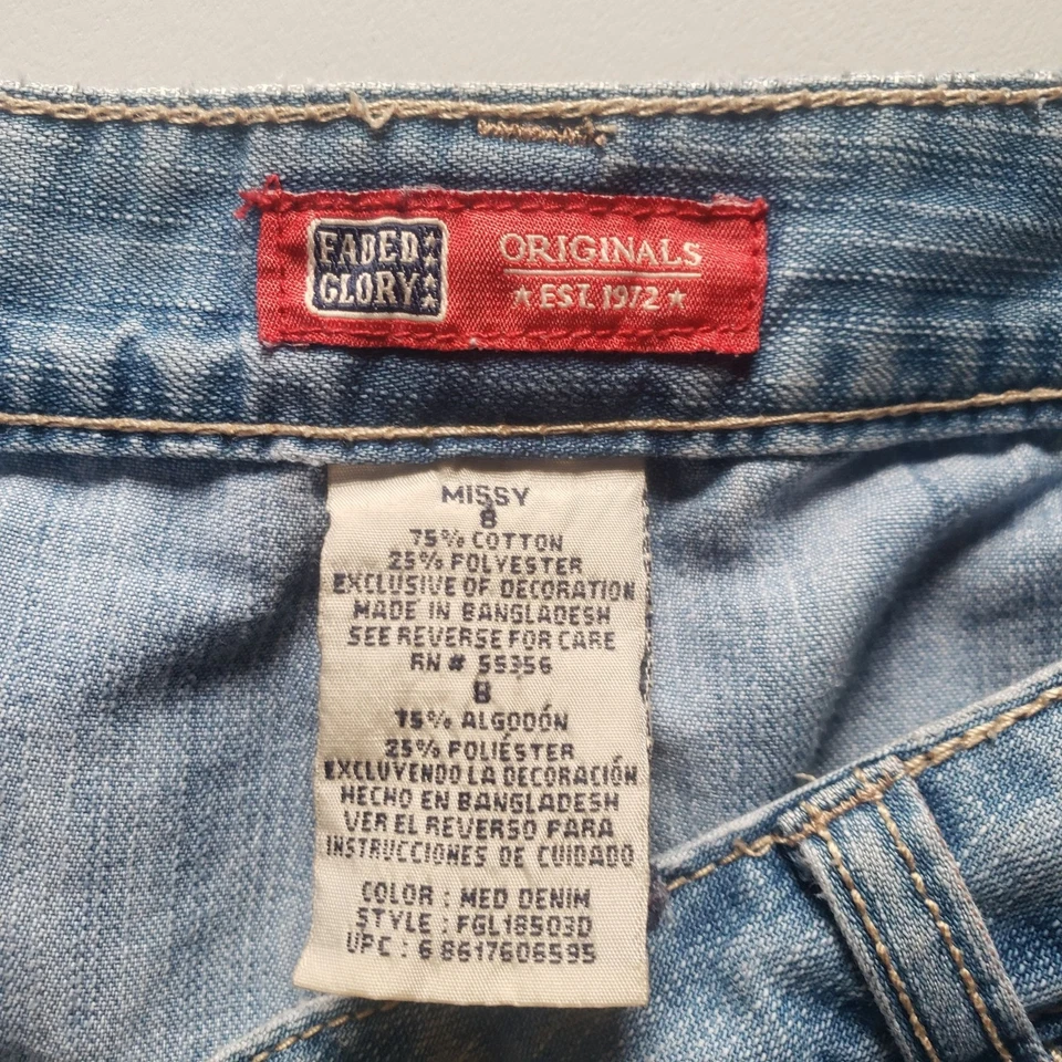 Винтажная женская джинсовая ткань 90-х Faded Glory с вышивкой юбка размер 8 Y2K летний гранж - Изображение 4 из 4