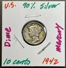1942 - 10C Mercury Dime / 90% Silver Coin.