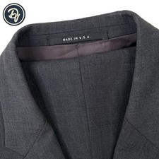 Mens 42 L Theory Solid Charcoal Grey " Tailored Slim Fit " Wool Suit Made USA