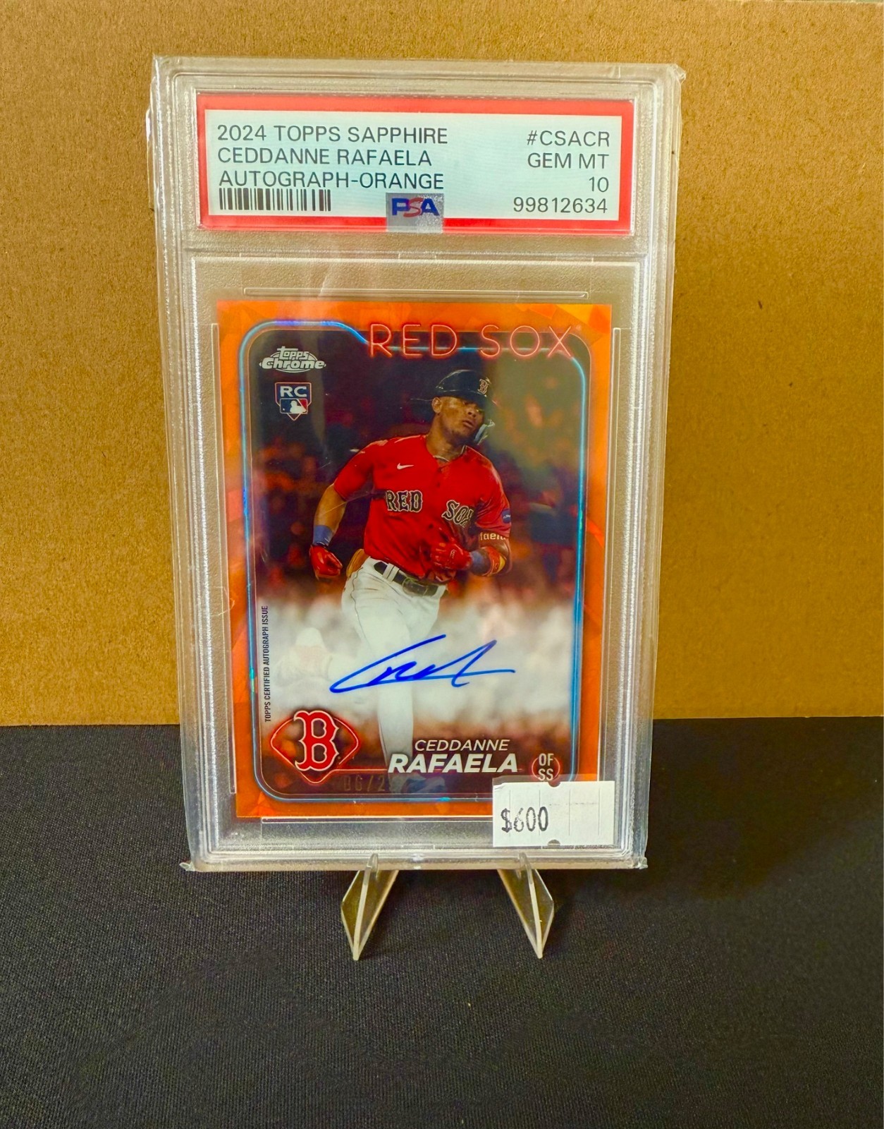 2024 Topps Chrome Sapphire Ceddanne Rafaela Orange Auto /25 PSA 10