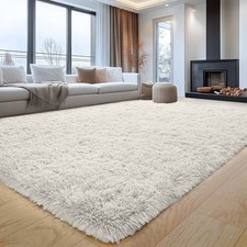 White Color Shaggy Area Rugs Soft Fluffy Anti Slip Rug for Living Room BedRoom