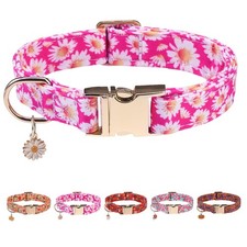Dog Collar with Metal Buckle, Cute Flower Dog Collars for Boys Girls Small Me...