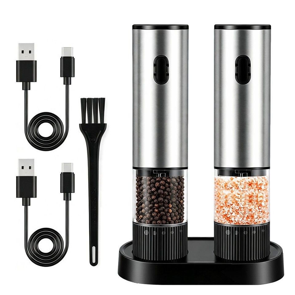 2PCS Electric Salt and Pepper Grinder Set Automatic Grinder ...